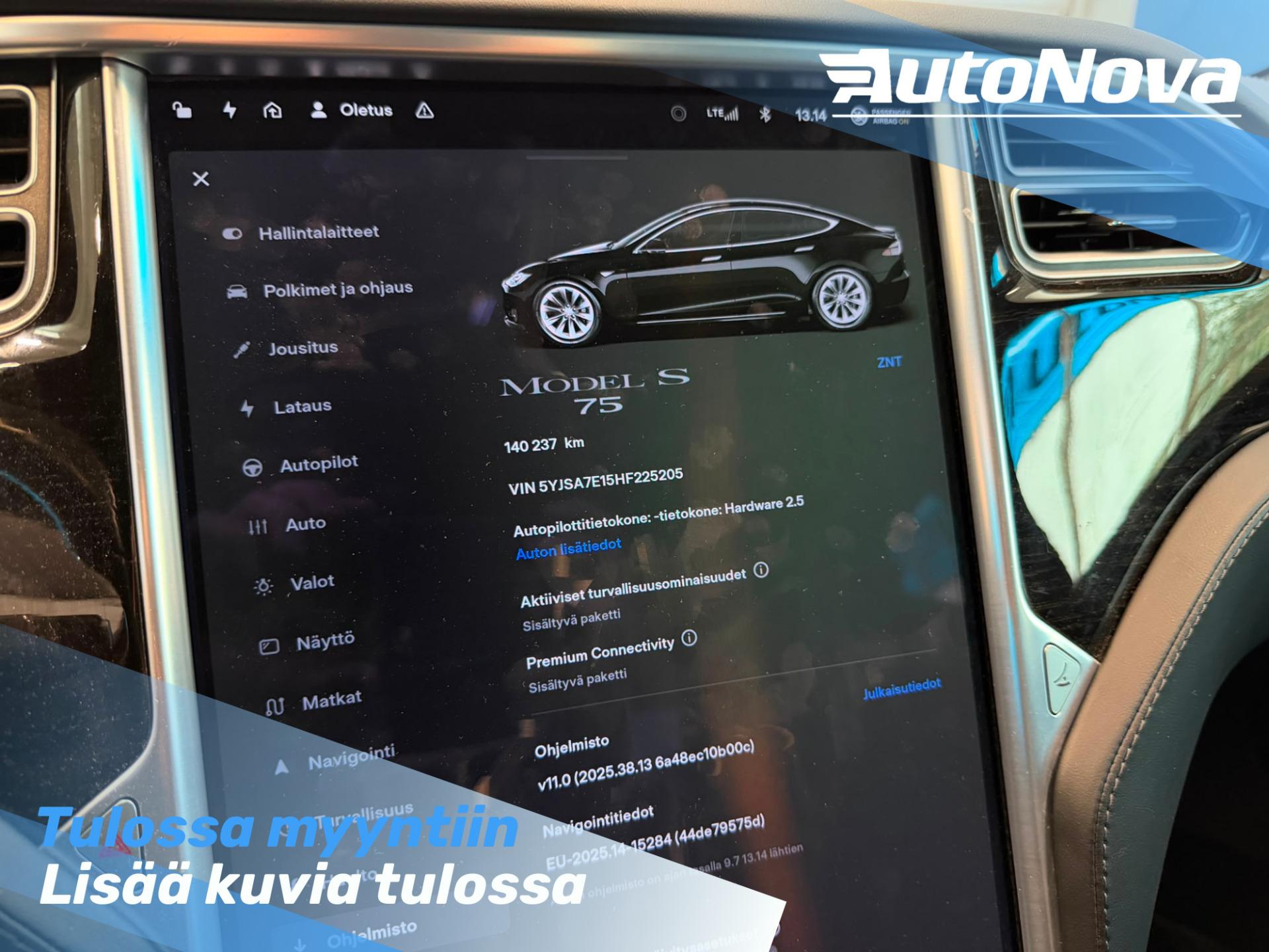 Tesla Model S 75 / Facelift! / Panorama / Premium Connectivity / Ilmajousitus / LED / Kamera - Autonova
